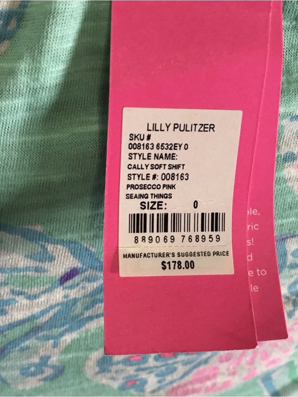 Lilly Pulitzer Cally Soft Shift Prosecco Pink Seeing Things Dress Size 0 - Picture 5 of 6